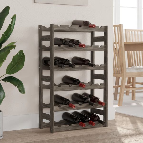 vidaXL Casier &agrave; bouteilles pour 30 bouteilles gris bois pin solide