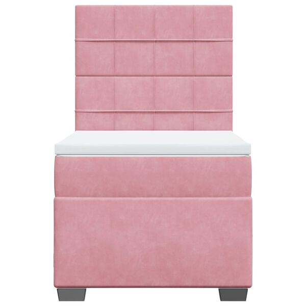 vidaXL Sommier &agrave; lattes de lit avec matelas Rose 90x190 cm Velours