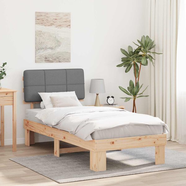 vidaXL Cadre de lit avec t&ecirc;te de lit rembourr&eacute;e Gris clair 90 x 190 cm