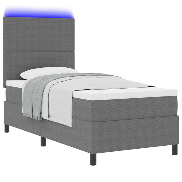 vidaXL Lit &agrave; ressort LED Gris clair et blanc 100 x 200 cm