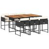 vidaXL Ensemble &agrave; manger de jardin coussins 7pcs Noir R&eacute;sine tress&eacute;e