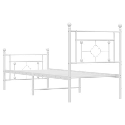 vidaXL Cadre de lit métal sans matelas avec pied de lit blanc 75x190cm