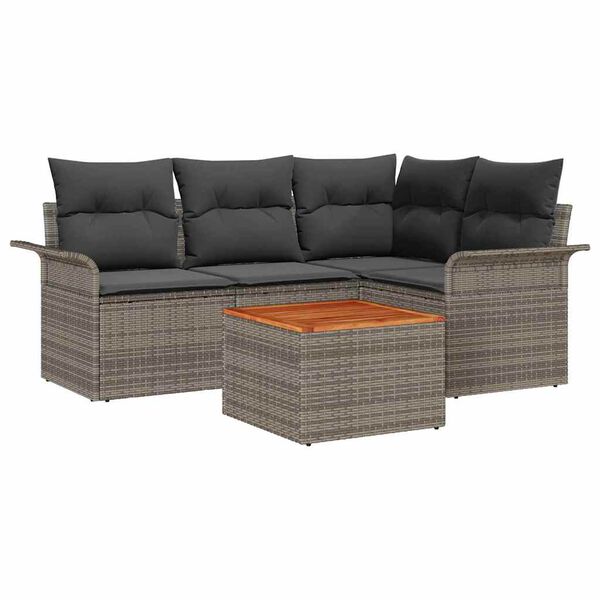vidaXL Ensemble de canap&eacute; de jardin avec coussin 5 pcs Gris