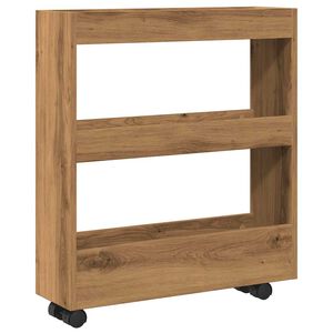 vidaXL Chariot de rangement &eacute;troit 3 niveaux ch&ecirc;ne artisanal