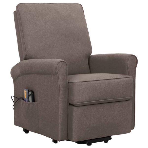 vidaXL Fauteuil de massage Taupe Tissu