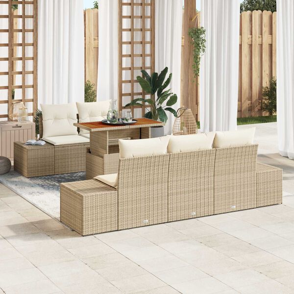 vidaXL Ensemble de salle à manger pour jardin 6 pcs Beige et crème