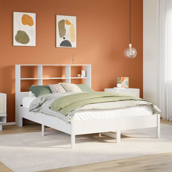 vidaXL Lit biblioth&egrave;que sans matelas blanc 140x200 cm bois pin massif