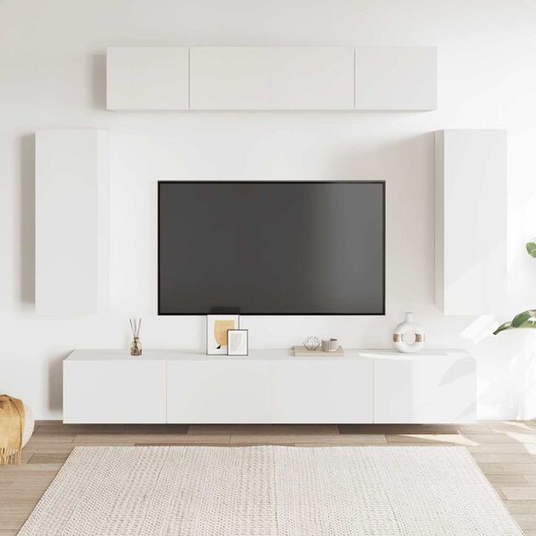 vidaXL Ensemble de meuble TV 6 pcs Blanc Bois d'ing&eacute;nierie