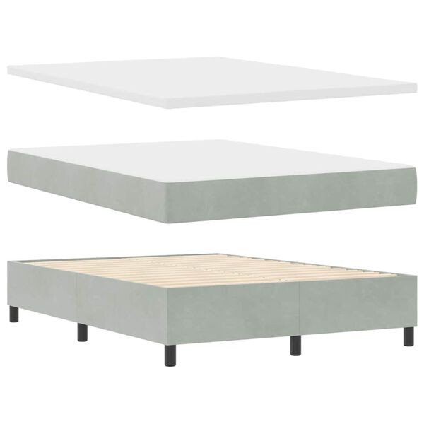 vidaXL Lit &agrave; ressorts avec matelas Gris clair 140 x 190 cm Velours