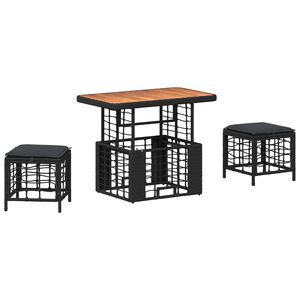 vidaXL Ensemble de salle &agrave; manger pour jardin 3 pcs Noir et gris