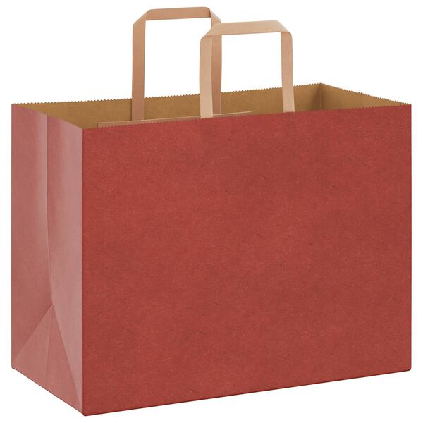 vidaXL Sacs en papier 50 pcs avec poign&eacute;es rouge 32x17x25 cm