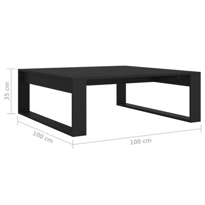 vidaXL Table basse Noir 100x100x35 cm Aggloméré