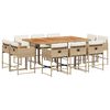 vidaXL Ensemble &agrave; manger de jardin et coussins 11 pcs beige poly rotin