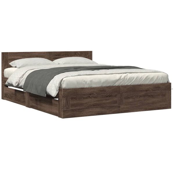 vidaXL Cadre de lit t&ecirc;te de lit sans matelas ch&ecirc;ne marron 160x200 cm