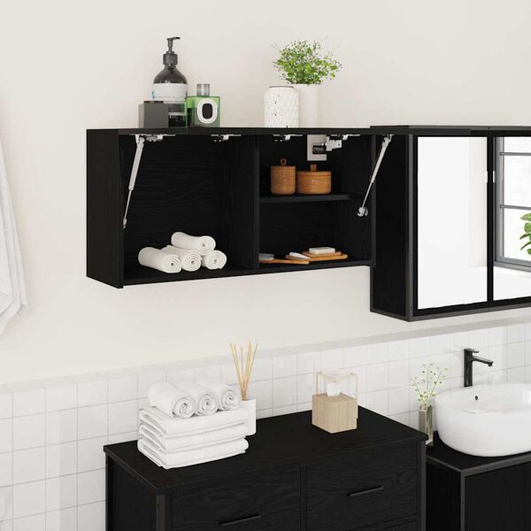 vidaXL Armoire murale de bain noir 80x25x40 cm bois d'ing&eacute;nierie