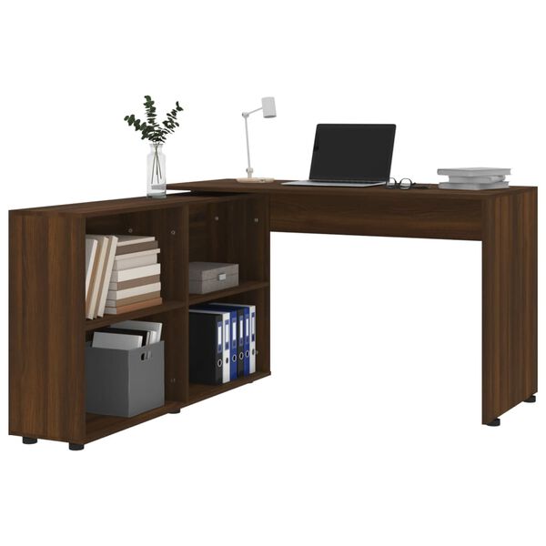 vidaXL Bureau d'angle Ch&ecirc;ne marron Bois d'ing&eacute;nierie