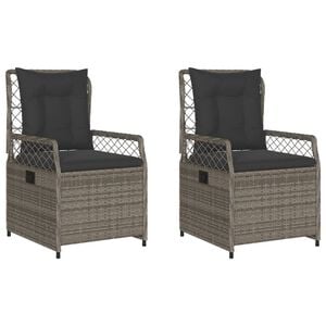 vidaXL Chaises inclinables de jardin lot de 2 gris r&eacute;sine tress&eacute;e