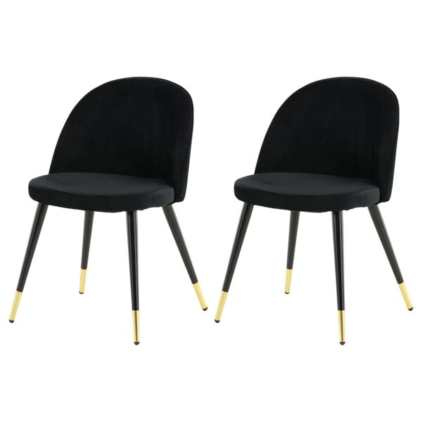 Venture Home Chaises &agrave; manger lot de 2 Velvet velours noir/laiton