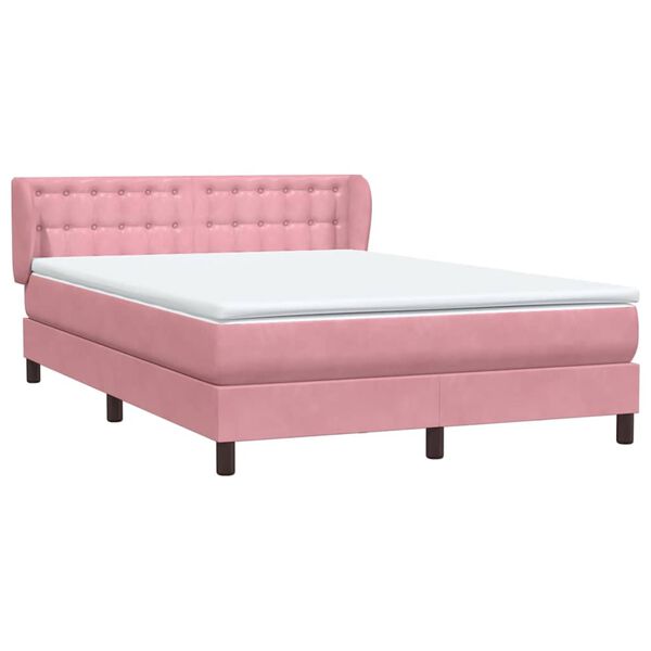 vidaXL Sommier &agrave; lattes de lit avec matelas rose 160x220 cm velours