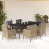 vidaXL Ensemble &agrave; manger de jardin et coussins 7 pcs beige poly rotin