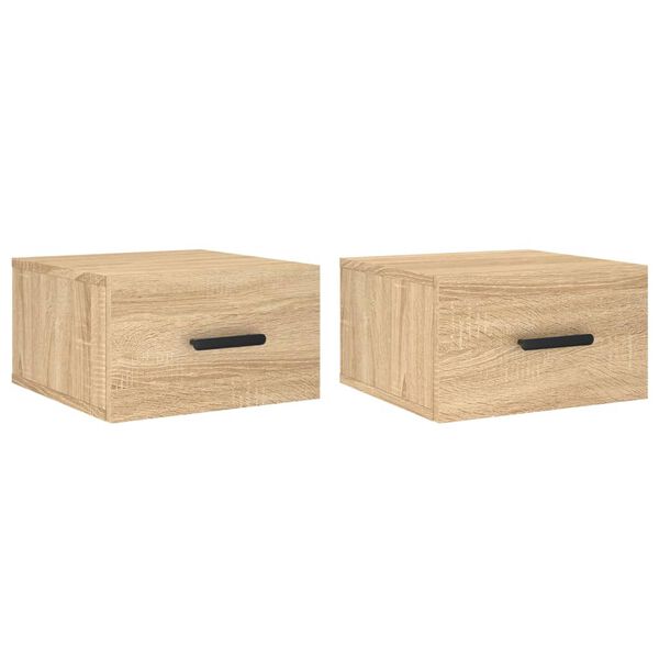 vidaXL Tables de chevet murales 2 pcs ch&ecirc;ne sonoma 35x35x20 cm