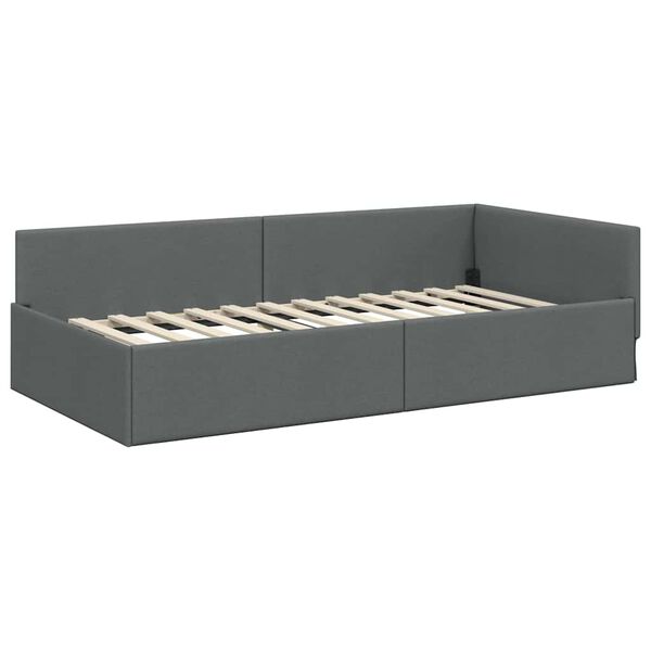 vidaXL Cadre de lit d'angle Gris fonc&eacute; 90 cm x 200 cm Velours