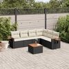 vidaXL Salon de jardin 7 pcs avec coussins noir r&eacute;sine tress&eacute;e