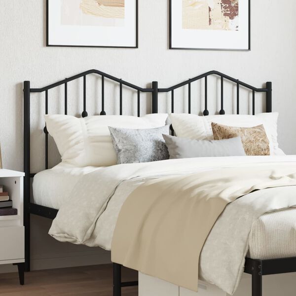 vidaXL T&ecirc;te de lit m&eacute;tal noir 140 cm