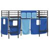 vidaXL Cadre de Lit Mezzanine pour Enfants avec Rideaux Noir et Bleu