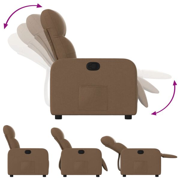 vidaXL Fauteuil inclinable Marron Tissu