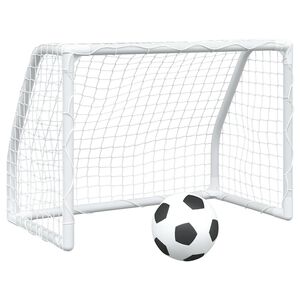 vidaXL Buts de football pour enfants 2 pcs avec ballon blanc m&eacute;tal