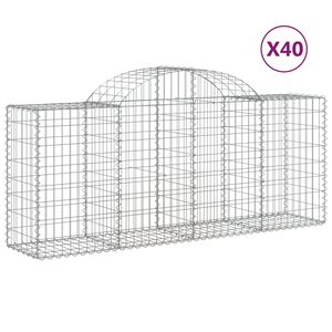 vidaXL Paniers &agrave; gabions arqu&eacute;s 40 pcs 200x50x80/100 cm Fer galvanis&eacute;