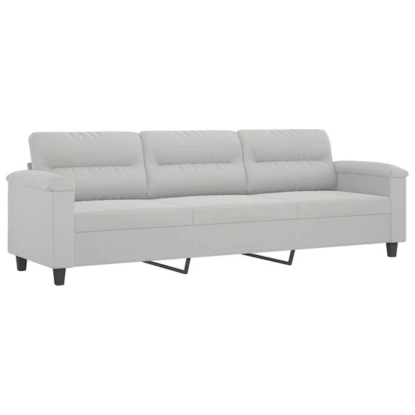 vidaXL Canap&eacute; 3 places avec oreillers et coussins Gris clair 210 cm