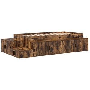 vidaXL Cadre de lit avec rangement Ch&ecirc;ne fum&eacute; 75 cm Bois d'ing&eacute;nierie