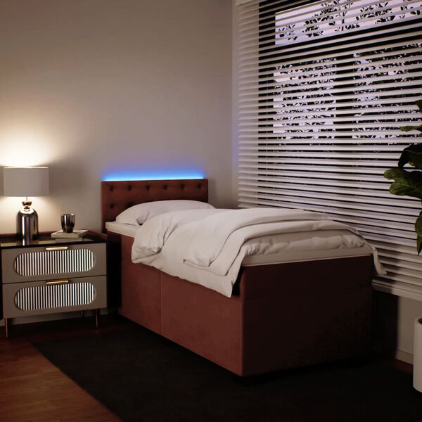 vidaXL Sommier &agrave; lattes de lit avec matelas Rose 90x190 cm Velours