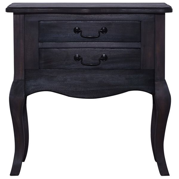 vidaXL Table d'appoint et tiroirs Noir 60x30x60cm Bois d'acajou massif