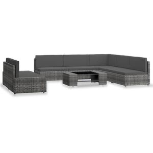 vidaXL Salon de jardin 7 pcs R&eacute;sine tress&eacute;e Gris