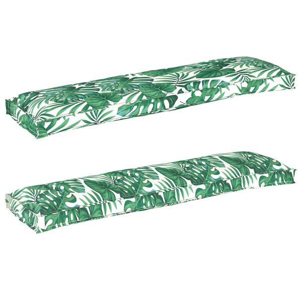 vidaXL Set de coussins de palette 2 pcs Motif feuille 150 x 40 x 8 cm