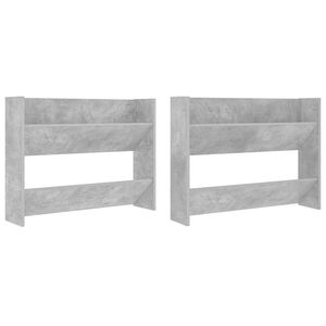 vidaXL Armoires &agrave; chaussures murales 2 pcs Gris b&eacute;ton 80x18x60 cm