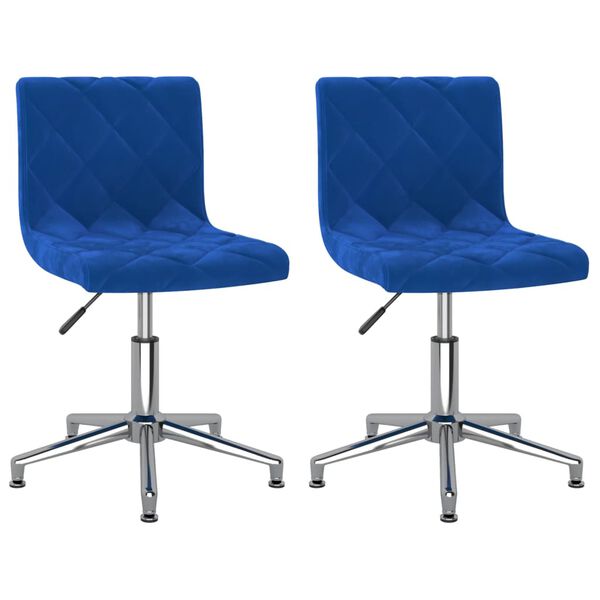vidaXL Chaises pivotantes &agrave; manger lot de 2 bleu velours