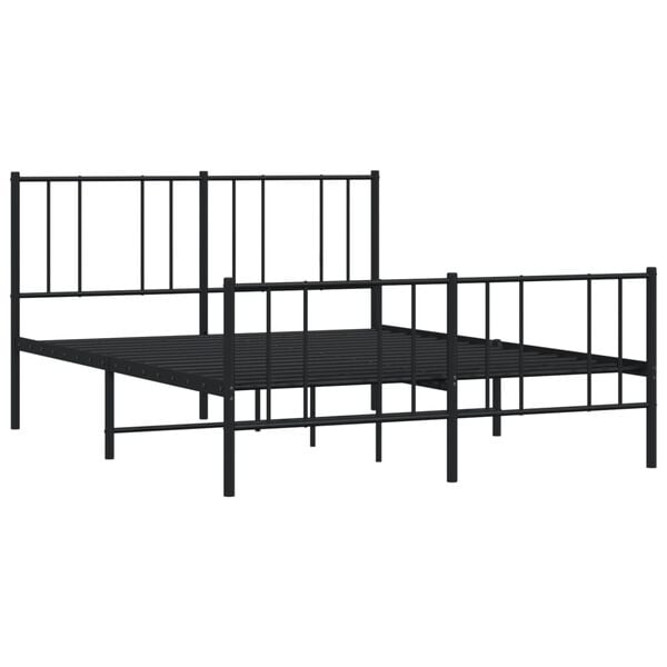 vidaXL Cadre de lit m&eacute;tal sans matelas avec pied de lit noir 140x190cm
