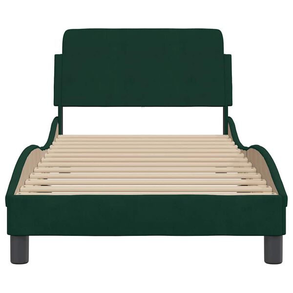 vidaXL Cadre de lit Dover vert fonc&eacute; 90x190 cm velours