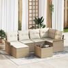 vidaXL Ensemble de canap&eacute; de jardin avec coussin 7 pcs Beige polyrotin