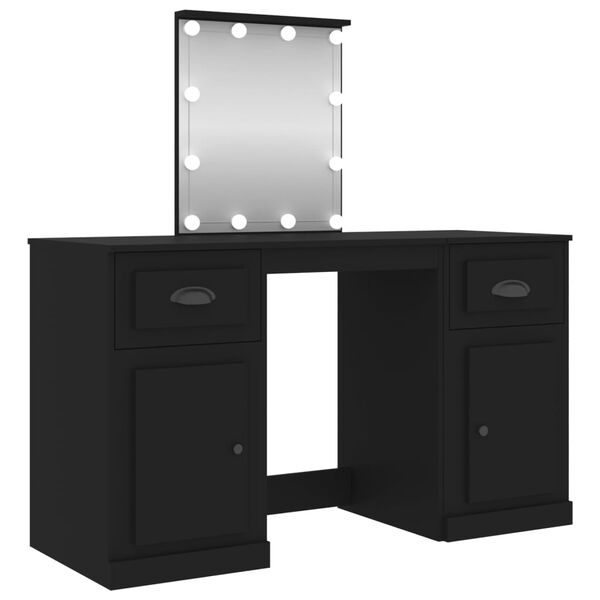 vidaXL Coiffeuse avec LED noir 130x50x132,5 cm