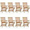 vidaXL Chaises pliantes 8 pi&egrave;ces en bois de teck massif