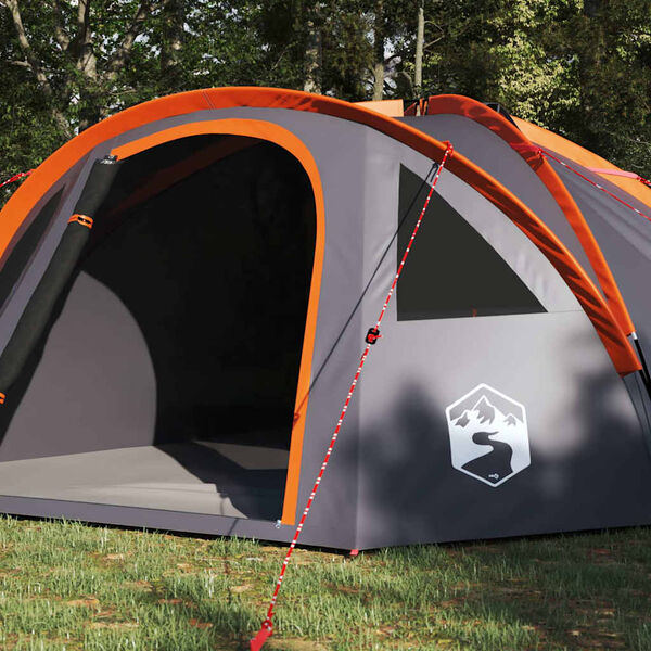 vidaXL Tente de camping Gris et orange 308 x 268 x 130 cm Polyester