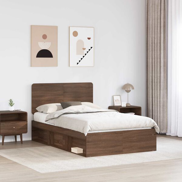 vidaXL Cadre de lit Ch&ecirc;ne brun 120 x 200 cm Bois de pin massif