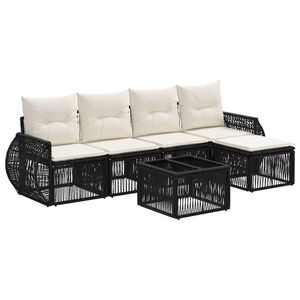 vidaXL Ensemble de canap&eacute; de jardin 6 pcs Noir et blanc cr&egrave;me