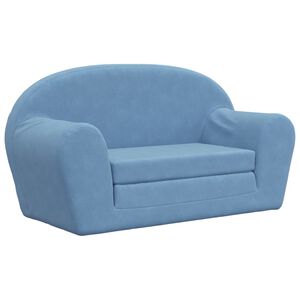vidaXL Canap&eacute;-lit pour enfants 2 places bleu peluche douce