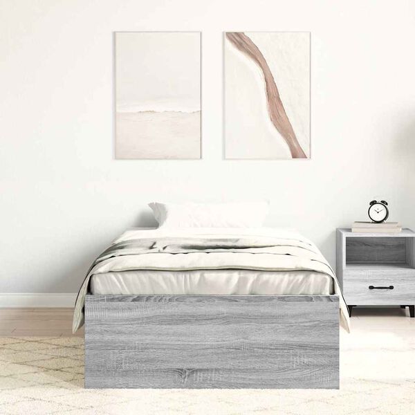 vidaXL Cadre de lit sans matelas sonoma gris 100x200 cm